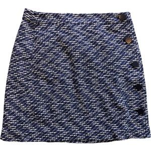 LOFT Outlet Blue and White Skirt with Fashion Buttons Size 6